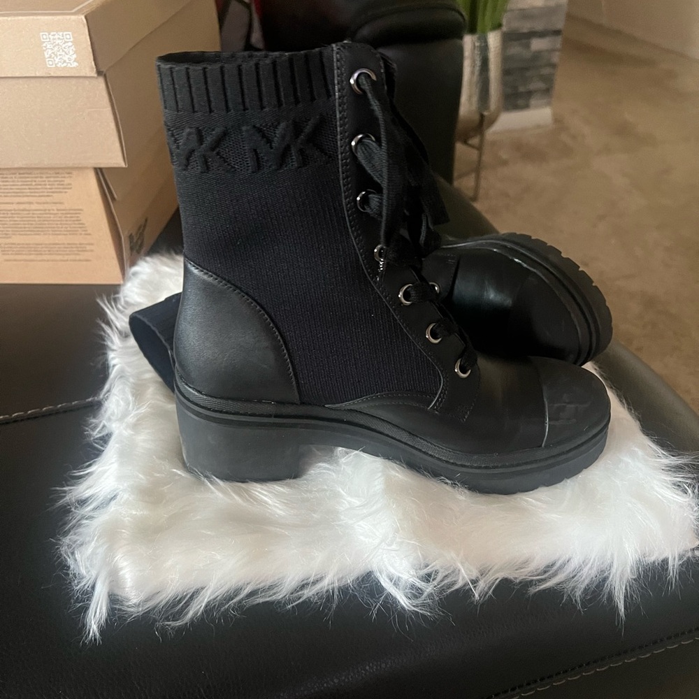 Michael Kors Black Lace Up Boots with Chunky Sole